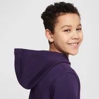 Nike Kylian Mbappé Club Fleece Big детские Soccer Толстовка с капюшоном цвет фиолетовый