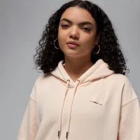 Nike Jordan Flight Fleece женская Satin-Lined Pullover Толстовка с капюшоном цвет коричневый