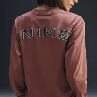 Nike Sportswear женская Loose Long-Sleeve футболка цвет коричневый
