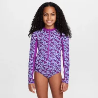 Nike Swim Big детские (Girls') Long-Sleeve One-Piece цвет фиолетовый