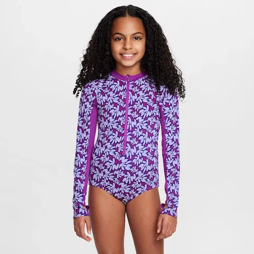 Nike Swim Big детские (Girls') Long-Sleeve One-Piece цвет фиолетовый