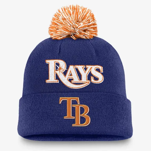 Tampa Bay Rays Peak мужские Nike MLB Cuffed Pom Beanie синий