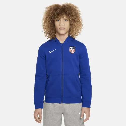 USMNT Club Big детские (для мальчиков) Nike Soccer Full-Zip French Terry Толстовка с капюшоном синий
