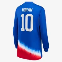 Lindsey Horan USWNT 2024 Stadium Away Big дитячі Nike Dri-FIT Long-Sleeve Soccer Jersey блакитний