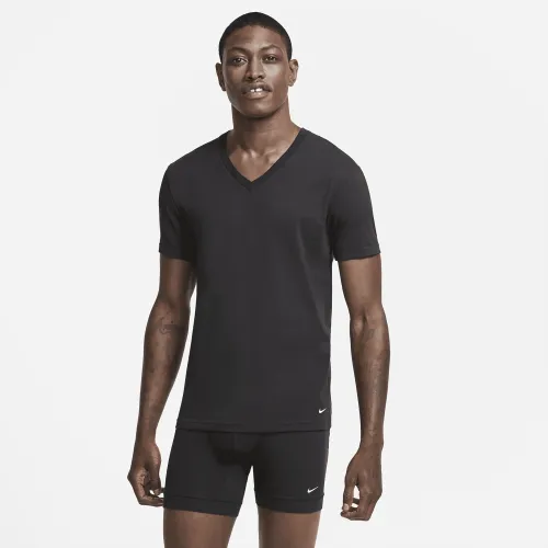 Nike Everyday Cotton Stretch чоловічі Slim Fit V-Neck Undershirt (2 пари) колір чорний