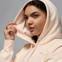 Nike Jordan Flight Fleece женская Satin-Lined Pullover Толстовка с капюшоном цвет коричневый