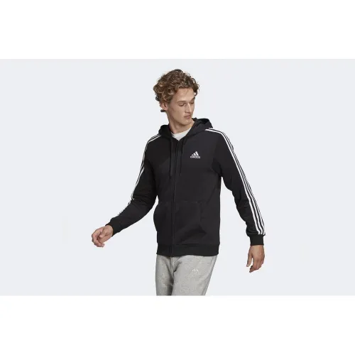 Кофта/футболка adidas Essentials French Terry 3-Stripes Full Zip Толстовка з капюшоном GK9032 - Чорна