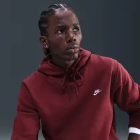 Nike Club мужские Pullover Fleece Толстовка с капюшоном цвет красный