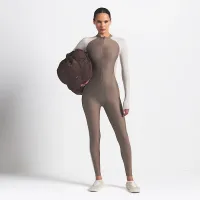 NikeSKIMS Shine женская Zip-Front Long Bodysuit цвет коричневый