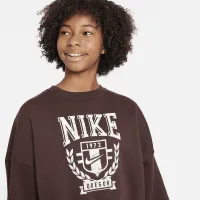 Nike Sportswear Big детские (Girls') оверсайз Fleece Crew-Neck свитшот цвет коричневый