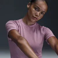 Nike Zenvy Rib женская Dri-FIT Short-Sleeve Top цвет фиолетовый