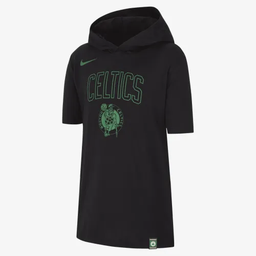 Boston Celtics Big дитячі Nike Short-Sleeve Толстовка з капюшоном колір чорний