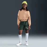 Nike Sportswear Club Fleece Girls' Boxy Crew-Neck світшот колір коричневий