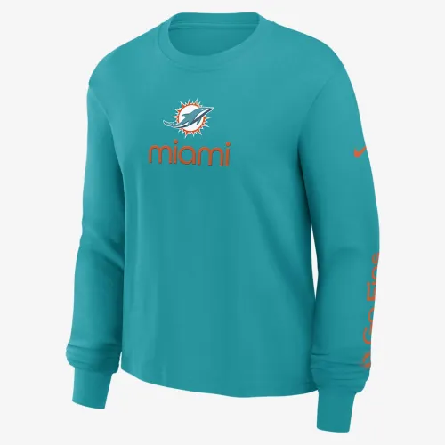 Miami Dolphins Boxy жіноча Nike NFL Long-Sleeve футболка блакитний