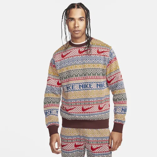 Nike Sportswear Club Fleece чоловічі Crew-Neck Holiday світшот колір коричневий