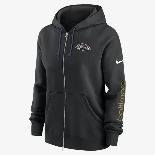 Baltimore Ravens Phoenix женская Nike NFL Full-Zip Толстовка с капюшоном цвет черный