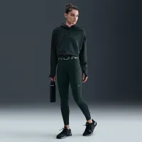 Nike Pro женская Therma-FIT Fleece Толстовка с капюшоном цвет зеленый