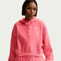 Nike Sportswear Phoenix Fleece женская оверсайз Cropped Henley Толстовка с капюшоном Pink