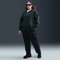 Nike Sportswear Phoenix Fleece женская Over-оверсайз 1/4-Zip (большие размеры) цвет зеленый