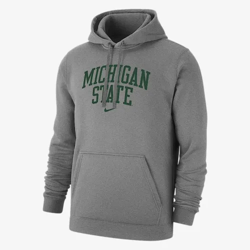 Michigan State Club Fleece чоловічі Nike College Pullover Толстовка з капюшоном колір сірий