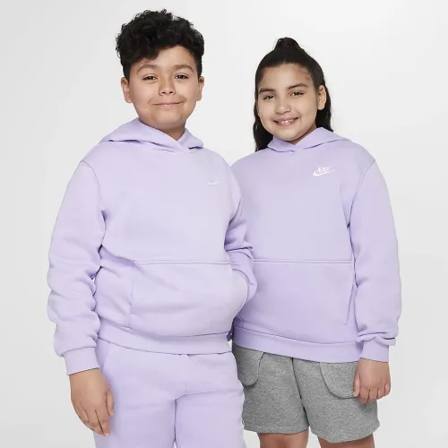 Nike Sportswear Club Fleece Big детские Pullover Толстовка с капюшоном (Extended Size) цвет фиолетовый
