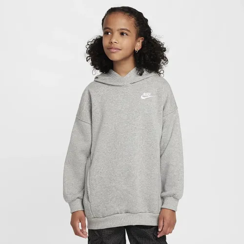 Nike Sportswear Club Fleece Big дитячі оверсайз Pullover Толстовка з капюшоном колір сірий