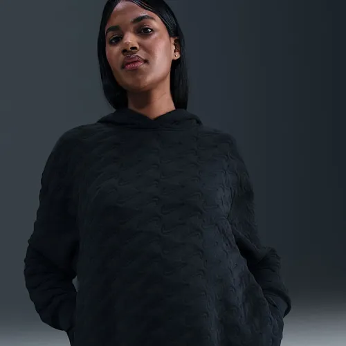 Nike Sportswear Phoenix Fleece женская Loose Jacquard Pullover Толстовка с капюшоном цвет черный