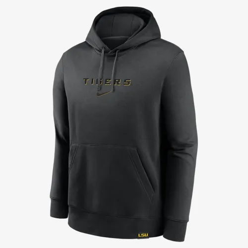 LSU Tigers Statement Wordmark Lockup Heavyweight чоловічі Nike College Pullover Толстовка з капюшоном колір чорний