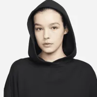 Nike Yoga Luxe женская Cropped Fleece Толстовка с капюшоном цвет черный