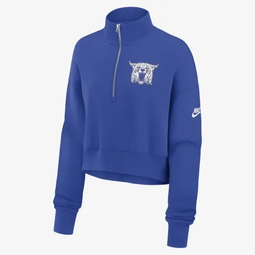 Kentucky Wildcats Legacy Elevated Logo женская Nike College Cropped 1/4-Zip Crew синий
