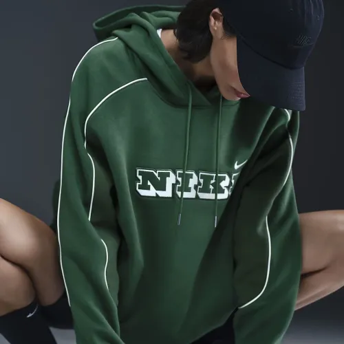 Nike Sportswear женская оверсайз Fleece Pullover Толстовка с капюшоном цвет зеленый