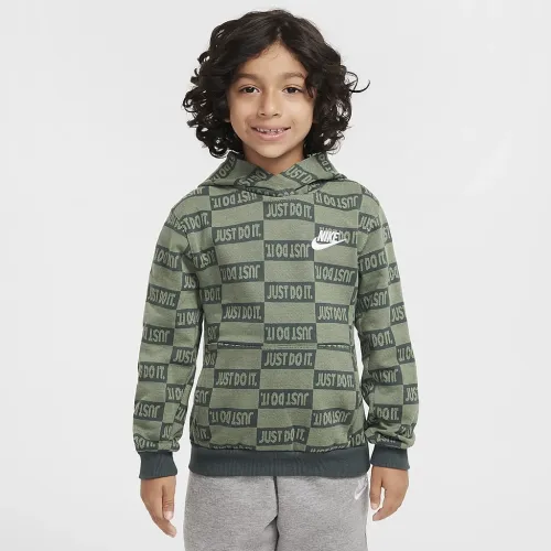 Nike Sportswear Textuцвет красный Club Little детские Fleece Pullover Толстовка с капюшоном цвет зеленый