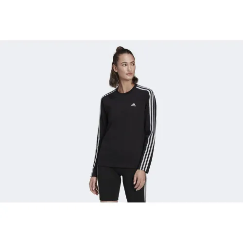 Футболка adidas Sportswear Essentials 3-Stripes Long Sleeve HF7261 -  Черная