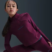 Nike Pro Big детские (Girls') Therma-FIT 1/2-Zip Long-Sleeve Top цвет красный