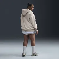 Nike Sportswear Phoenix Plush женская оверсайз Cozy Fleece Full-Zip Толстовка с капюшоном (большие размеры) цвет коричневый
