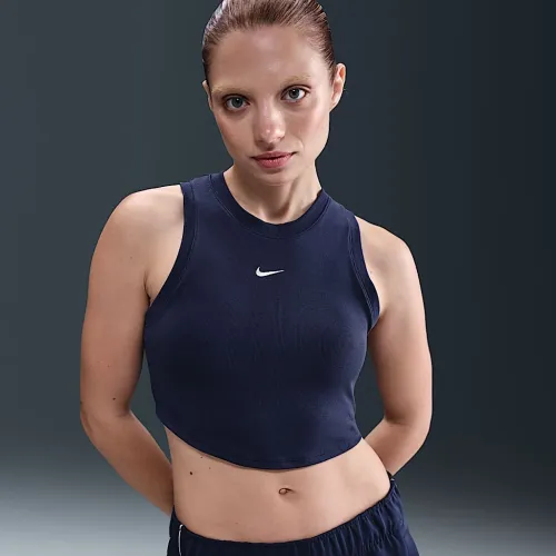 Nike Sportswear Chill Knit женская Tight Cropped Mini-Rib Tank Top синий