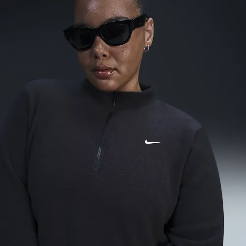 Nike Sportswear Phoenix Plush женская Slim Long-Sleeve Cozy Fleece 1/2-Zip Top (большие размеры) цвет черный