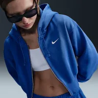 Nike Sportswear Phoenix Fleece жіноча Loose Cropped Full-Zip Толстовка з капюшоном блакитний