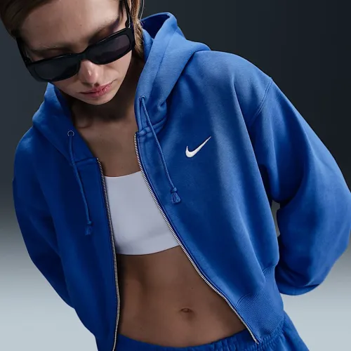 Nike Sportswear Phoenix Fleece жіноча Loose Cropped Full-Zip Толстовка з капюшоном блакитний