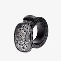 Nike Country чоловічі Rhinestone Plaque Buckle Embossed Leather Belt колір чорний