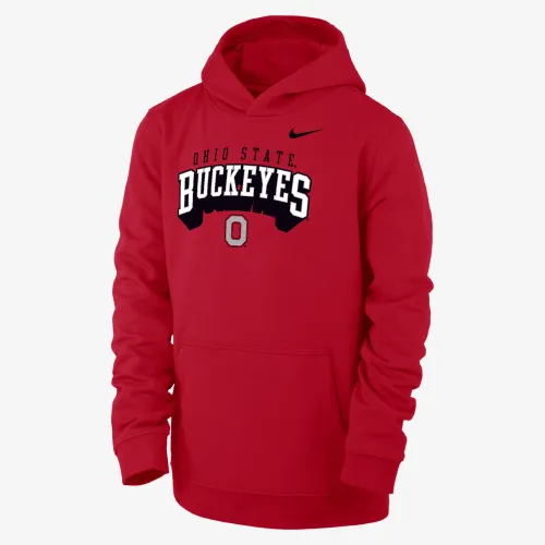 Ohio State Club Fleece Big дитячі (для хлопчиків) Nike College Pullover Толстовка з капюшоном колір червоний