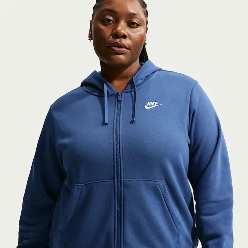 Nike Sportswear Club Fleece женская Full-Zip Толстовка с капюшоном (большие размеры) синий