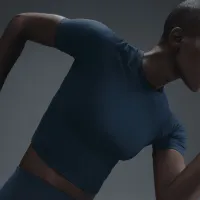 Nike Zenvy Rib женская Dri-FIT Short-Sleeve Top синий