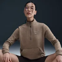 Nike Sportswear Club Fleece женская Mock-Neck 1/2-Zip Graphic Top цвет коричневый