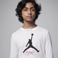 Nike Jordan Big детские Baseline Flight Long Sleeve футболка цвет белый