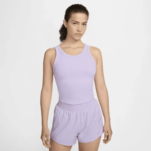Nike One Fitted женская Dri-FIT Strappy Cropped Tank Top цвет фиолетовый