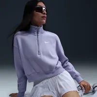 Nike Sportswear Phoenix Fleece женская 1/2-Zip Cropped свитшот цвет фиолетовый