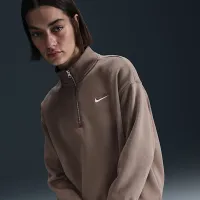Nike Sportswear Phoenix Fleece жіноча оверсайз 1/4-Zip світшот колір коричневий