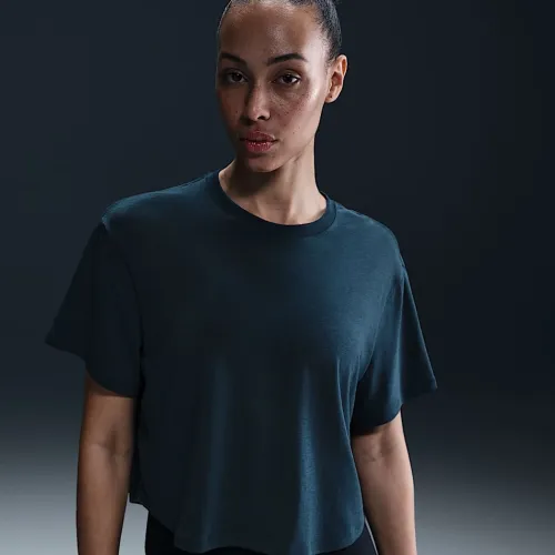 Nike One Relaxed женская Dri-FIT Cropped Short-Sleeve Top синий