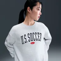 USA Phoenix Fleece женская Nike Soccer оверсайз Crew-Neck свитшот цвет коричневый